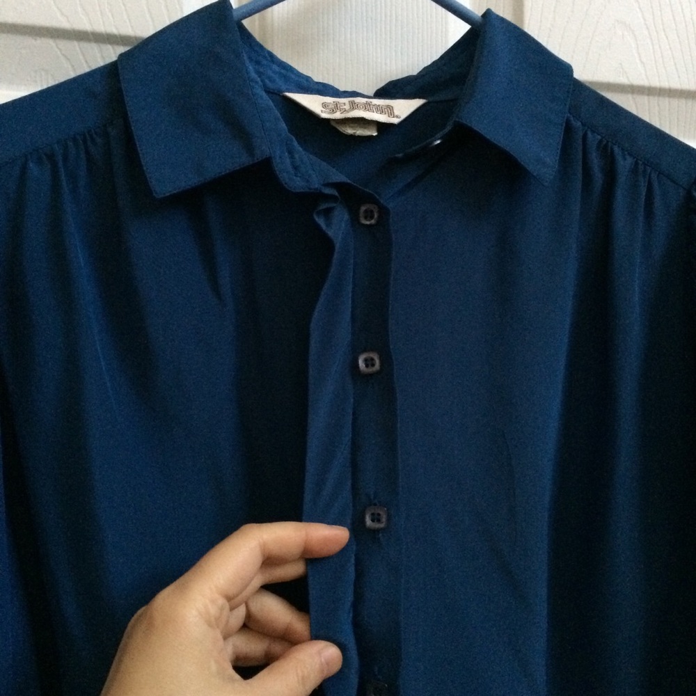 St John Vintage button down shirt blue M - Picture 6 of 7